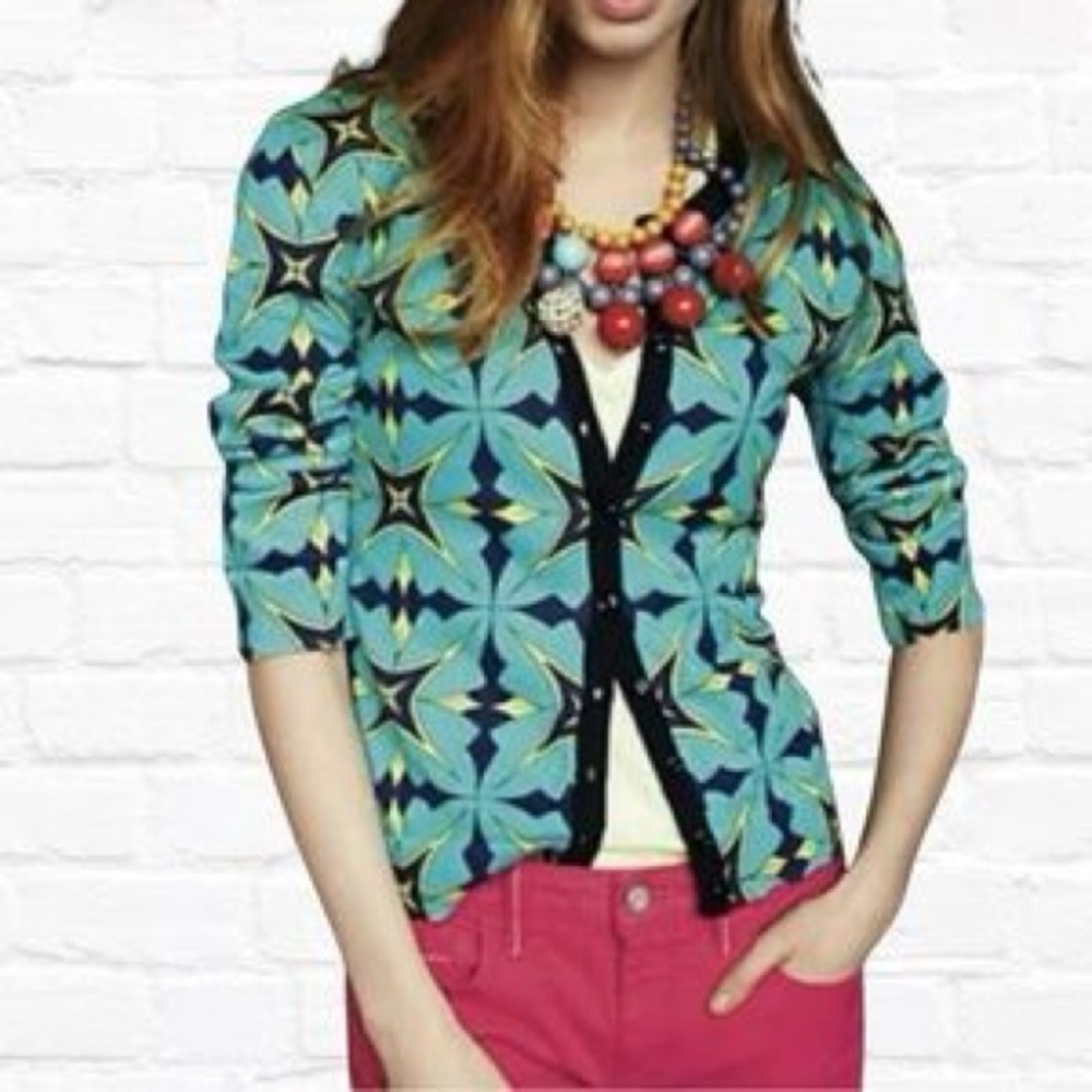 Tabitha Vibrant Teal and Navy Cardigan - Picture 9 of 9